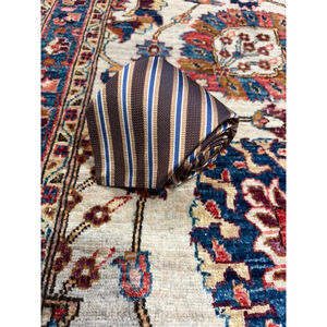 Hart Schaffner Marx Brown Blue Striped Silk Tie Classic Business Menswear